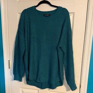 Women's Teal Waffle Knit Sweater